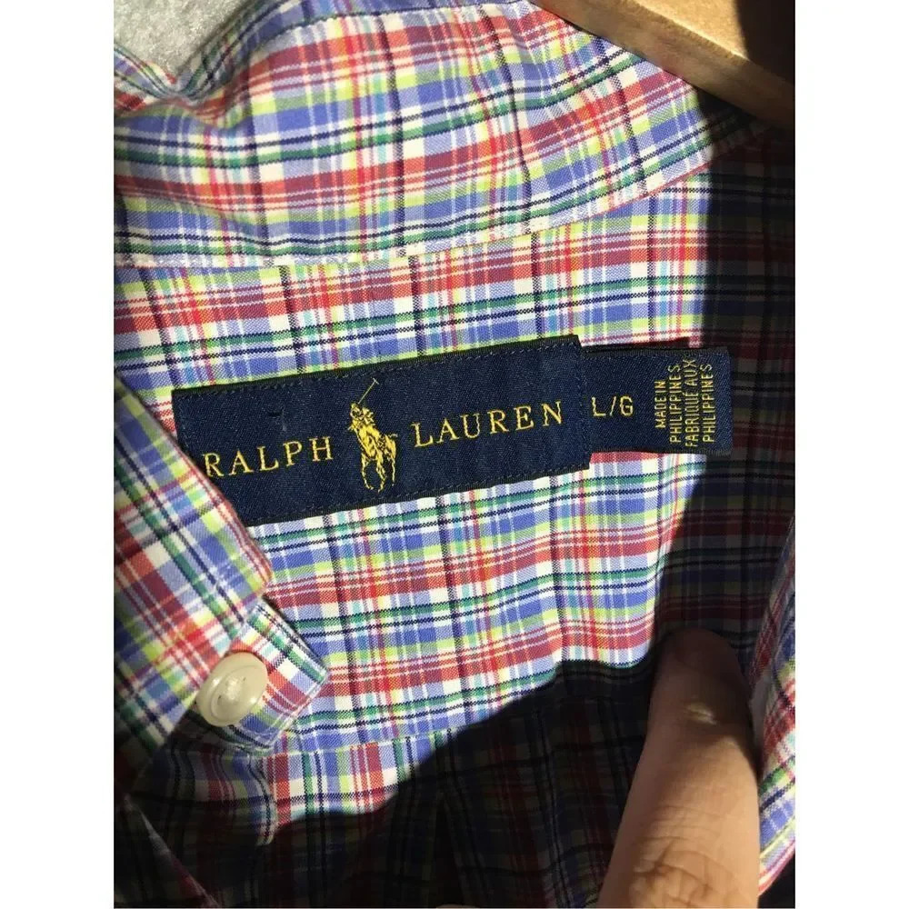 Womens Ralph Lauren Button Down Shirt Casual Plaid Pastels Easter Sunday Church - Picture 2 of 5